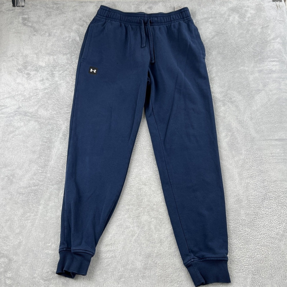 Under Armour Loose Fleece Joggers L Navy Blue Men Athleisure Gym Sweatpants Logo